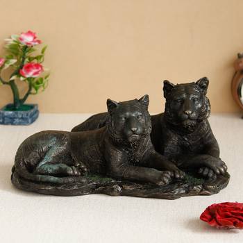 Tiger and Tigress Cold Cast Bronze Resin Decorative Figurine 1