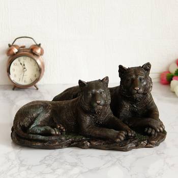 Tiger and Tigress Cold Cast Bronze Resin Decorative Figurine 2