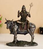 Lord Shiva Sitting on Cow Cold Cast Bronze Resin Decorative Figurine