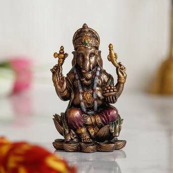 e craft india handcrafted ganesha figurine - bronze resin, brown, 50  20 cm 1