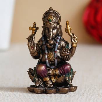 e craft india handcrafted ganesha figurine - bronze resin, brown, 50  20 cm 2