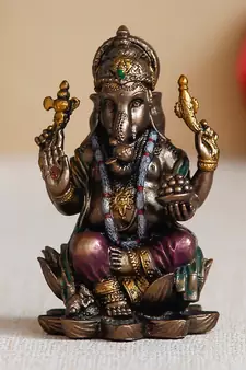 e craft india handcrafted ganesha figurine - bronze resin, brown, 50  20 cm