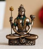Meditatin Lord Shiva Cold Cast Bronze Resin Decorative Figurine