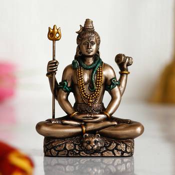 Meditatin Lord Shiva Cold Cast Bronze Resin Decorative Figurine 2