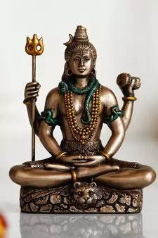 Meditatin Lord Shiva Cold Cast Bronze Resin Decorative Figurine