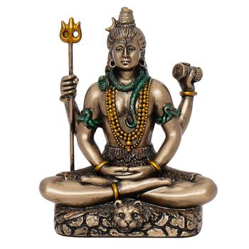 Meditatin Lord Shiva Cold Cast Bronze Resin Decorative Figurine 3