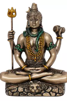 Meditatin Lord Shiva Cold Cast Bronze Resin Decorative Figurine