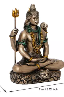 Meditatin Lord Shiva Cold Cast Bronze Resin Decorative Figurine