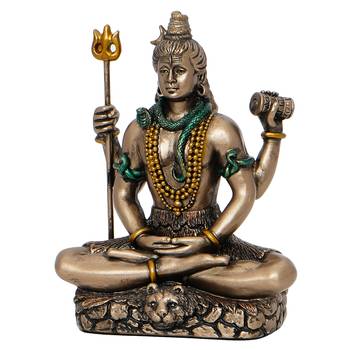 Meditatin Lord Shiva Cold Cast Bronze Resin Decorative Figurine 5