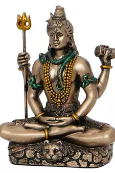 Meditatin Lord Shiva Cold Cast Bronze Resin Decorative Figurine