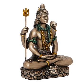 Meditatin Lord Shiva Cold Cast Bronze Resin Decorative Figurine 6