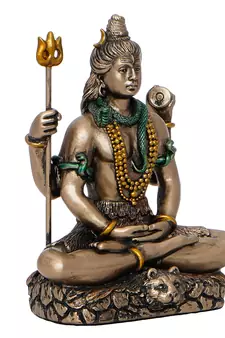Meditatin Lord Shiva Cold Cast Bronze Resin Decorative Figurine