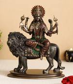 Goddess Durga on Lion Cold Cast Bronze Resin Decorative Figurine
