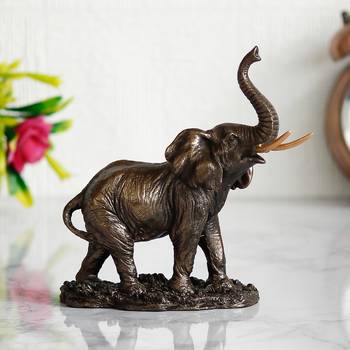 Elephant with Trunk Up Cold Cast Bronze Resin Decorative Figurine 1