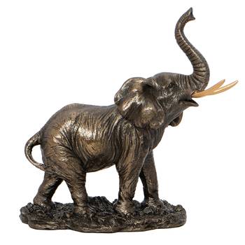 Elephant with Trunk Up Cold Cast Bronze Resin Decorative Figurine 3