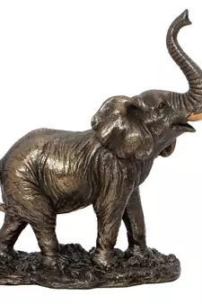 Elephant with Trunk Up Cold Cast Bronze Resin Decorative Figurine