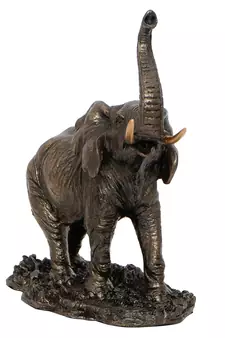 Elephant with Trunk Up Cold Cast Bronze Resin Decorative Figurine
