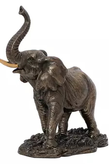 Elephant with Trunk Up Cold Cast Bronze Resin Decorative Figurine