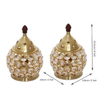 Set of  Crystal and Brass Akhand Diya 4