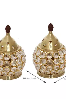 Set of  Crystal and Brass Akhand Diya