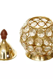 Set of  Crystal and Brass Akhand Diya