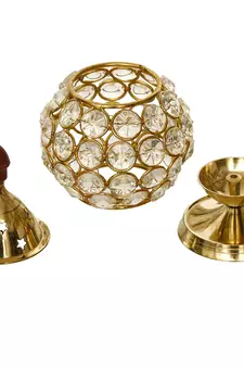 Set of  Crystal and Brass Akhand Diya