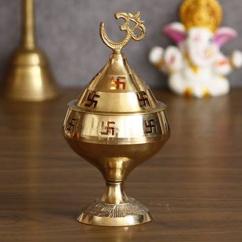 Om and Swastik Brass Diya 2