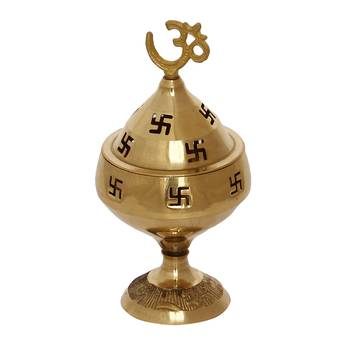 Om and Swastik Brass Diya 3