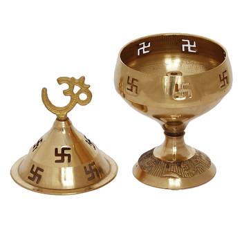 Om and Swastik Brass Diya 5