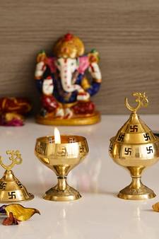 Set of  Om and Swastik Brass Diya