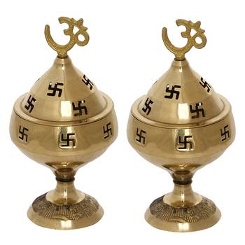 Set of  Om and Swastik Brass Diya 3