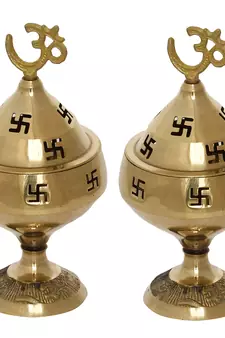 Set of  Om and Swastik Brass Diya