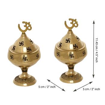 Set of  Om and Swastik Brass Diya 4