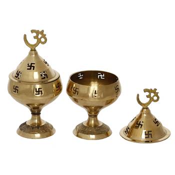 Set of  Om and Swastik Brass Diya 5