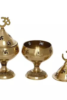 Set of  Om and Swastik Brass Diya