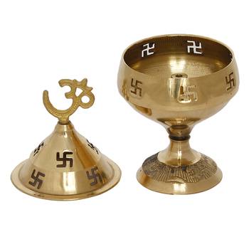 Set of  Om and Swastik Brass Diya 6