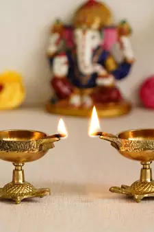 Set of  Brass Diya with Tortoise Base