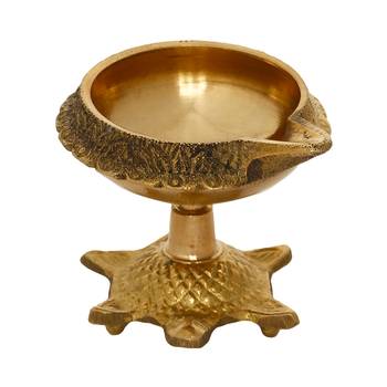 Set of  Brass Diya with Tortoise Base 3