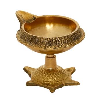 Set of  Brass Diya with Tortoise Base 6