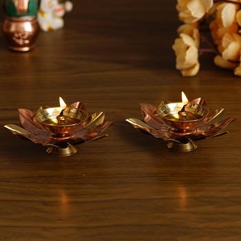 Set of  Floral Shape Metal Diya 2