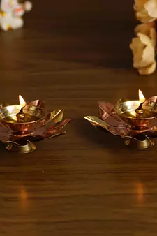 Set of  Floral Shape Metal Diya