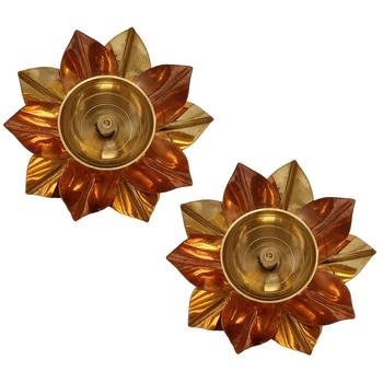 Set of  Floral Shape Metal Diya 5