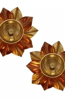 Set of  Floral Shape Metal Diya