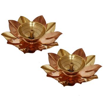 Set of  Floral Shape Metal Diya 6