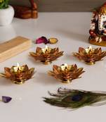 Set of 4 Floral Shape Metal Diya
