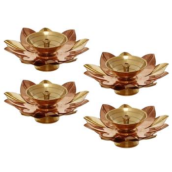 Set of 4 Floral Shape Metal Diya 3