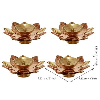 Set of 4 Floral Shape Metal Diya 4