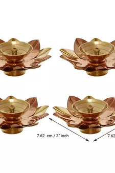 Set of 4 Floral Shape Metal Diya