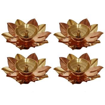Set of 4 Floral Shape Metal Diya 5