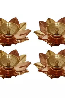 Set of 4 Floral Shape Metal Diya